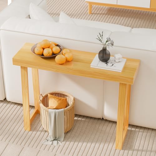 VINGLI 42.9" Entryway Table, Solid Wood Console Table, Narrow Sofa Table Behind Couch, Thin, for Living Room, Entrance, Hallway, Foyer, Bedroom, Office, Natural Wood VINGLI