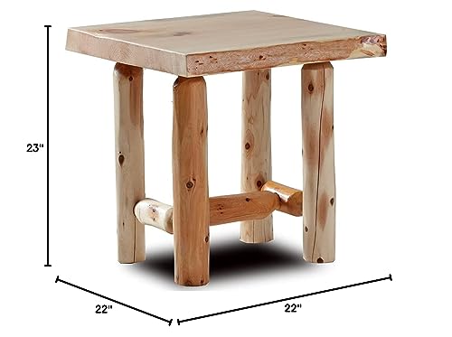 SRL Rustic Log End Table Pine & Cedar – Small Indoor End Table, Wood End Table, Lamp Table, Plant Table, Night Stand Table (Natural) Southern Rustic Logwerks