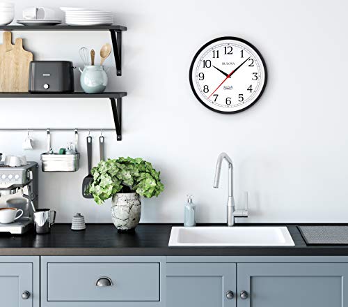 Bulova Precision Connect Wall Clock C5000, 12.5", Black and White Bulova