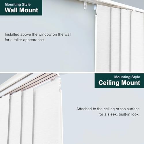 CHICOLOGY Panel Track Blinds for Sliding Glass Doors, 4 Panel Sliding Panels, Adjustable Track 46-86" W, Trimmable Height Up to 96" H, Light Filtering Privacy Room Divider, Chalk White CHICOLOGY