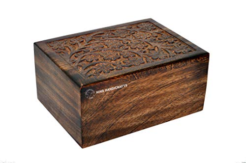 Hind Handicrafts Beautifully Handmade & Handcrafted Rosewood Borders Engraving Wooden Cremation Box/Urns for Human Ashes Adult, Funeral Urn Box (9" x Hind Handicrafts