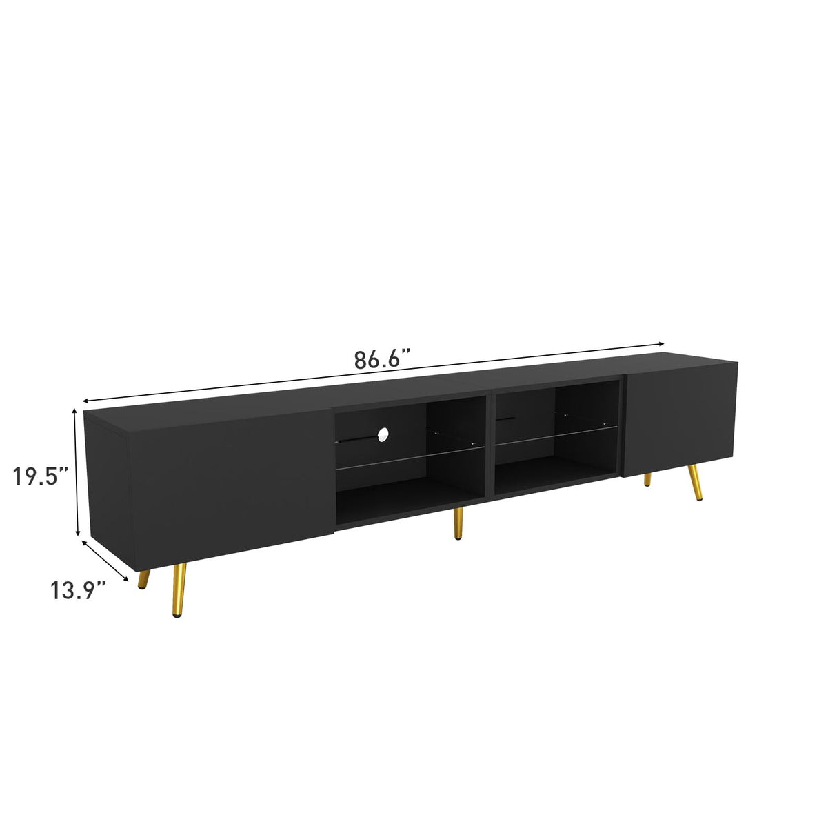 Bonzy Home 86" TV Stand, Modern Entertainment Center for 75" TV, Television Console Table with Storage Cabinets for Living Room, Black Bonzy Home