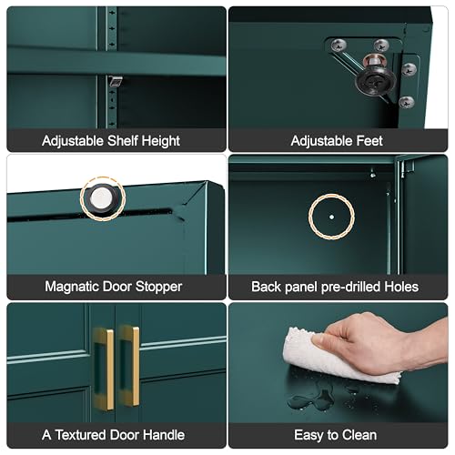 MetalMax 71" Tall Metal Storage Cabinet, Kitchen Pantry Storage Cabinets with Doors and 4 Shelves, Food Pantry Cabinet, Large Cupboard, Utility Steel Cabinets for Dining, Kitchen, Living Room, Green MetalMax