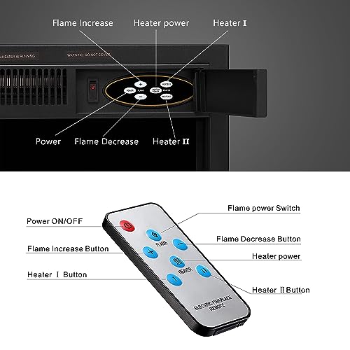 R.W.FLAME 43” Electric Fireplace Mantel Wooden Surround Firebox, TV Stand with Freestanding Electric Fireplace, Remote Control, Adjustable Led Flame, 750W/1500W Grey R.W.FLAME