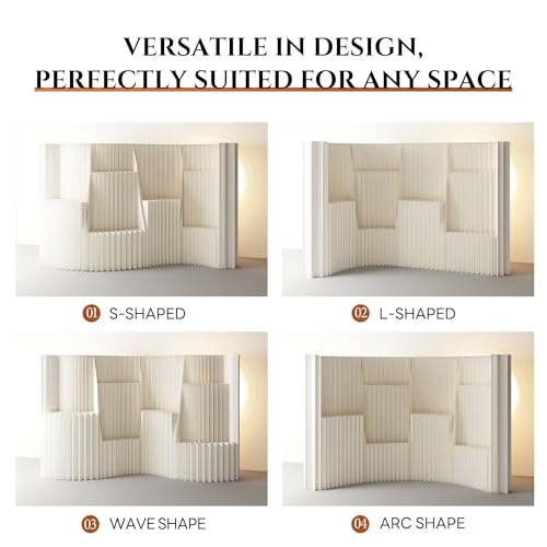 Paper Bookshelf Room Divider Portable Room Dividers and Folding Privacy Screens Displays for Room Separation for Room Separation Dorm Office Studio Exhibition Store 5.91ft H * 13.13ft L * 1.41ft W YTMPGM