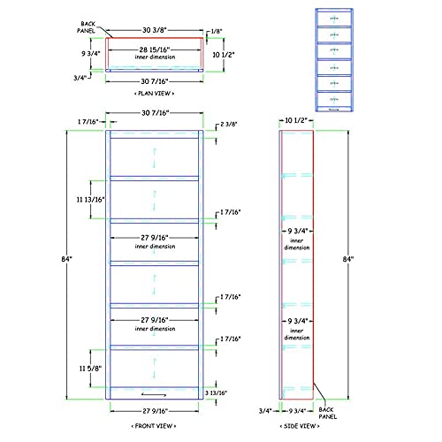 BOWERY HILL Traditional 84" Tall 6-Shelf Wood Bookcase in Espresso BOWERY HILL