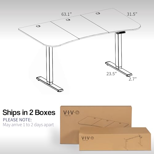 VIVO Electric Height Adjustable 63 x 32 inch Stand Up Desk, Black Table Top, Black Frame, Standing Workstation with Preset Controller, 1B Series, DESK-KIT-1B1B VIVO