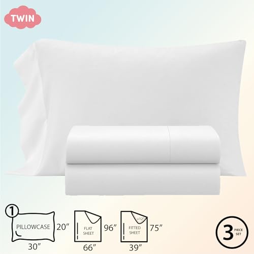 Heritage Kids 3-Piece Twin Sheet Set,White, Includes Top Sheet, Fitted Sheet & Pillowcase,Ultra-Soft Microfiber Kids Bed Sheet Set Heritage Kids