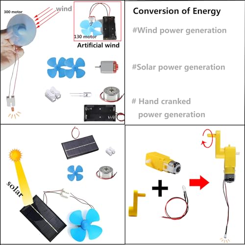 Delinx Fun Physics Science Experiment Kit: Windmill & Hand-cranked Generator, Solar Power, Basic Electric Circuit Learning, DIY Educational STEM Project for Kids & Teens, Girls & Boys Delinx