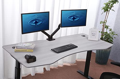 ApexDesk Elite Pro Series 71" x 33" Electric Height Adjustable Stand up Desk, Sit Stand Home Office Desk, Computer Desk - Curved Grey Top/Black Frame ApexDesk