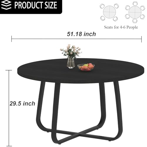 IBF 51inch Round Conference Table for 4-6 People, Business Meeting Table for Office and Conference Rooms Black IBF