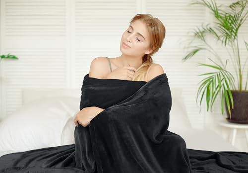 Utopia Bedding Fleece Blanket Twin Size Black 300GSM Luxury Anti-Static Fuzzy Soft Microfiber Bed Blanket (60x80 Inch) Utopia Bedding