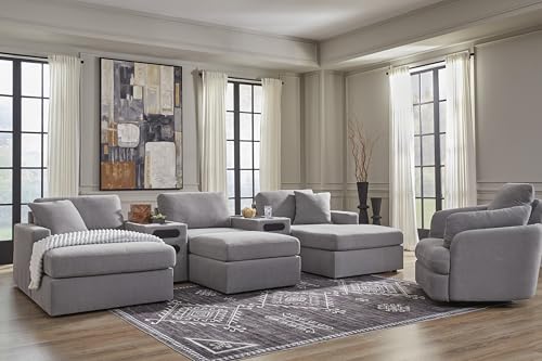 Signature Design by Ashley Modmax Contemporary Indoor Upholstered Press-Back Rocker Swivel Glider Recliner with Hidden Storages, Light Gray Signature Design by Ashley