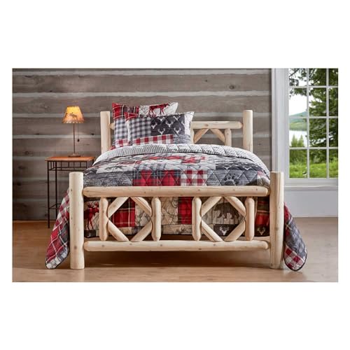 Rustic Diamond Cedar Log King Bed Frame by CASTLECREEK CASTLECREEK