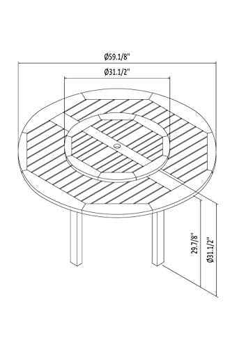 Urban Elements Melbourne 9-Piece Round Patio Furniture Set | Teak Finish 100% FSC Eucalyptus Wood | Backyard Furniture, Outside Table and Chairs, Outdoor Dining Set, White Urban Elements