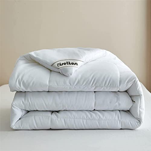 BISELINA Down Alternative Comforter Duvet Insert with Corner Tabs Box Stitched Microfiber Fluffy White Quilt All Seasons Hotel Collection Bedding - King Size, 104x92 Inches BISELINA