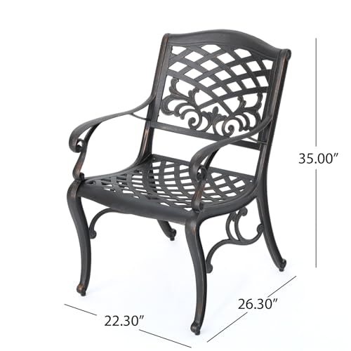 Modern Traditional Armchair, Dining Chair with Floral Decoration and Curved Legs, Outdoor Dining Chair with Lattice Design, Stylish Design, Perfect for The Garden, Backyard and Patio WoodArtSupply