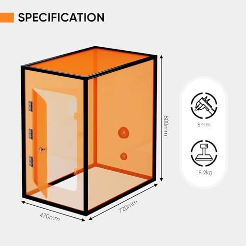Monport Fiber Laser Engraver Enclosure, 720 * 470 * 800mm Integrated Acrylic Machine Cover, for Laser Isolation, Smoke Isolation, Noise Reduction, and Eye Protection Monport