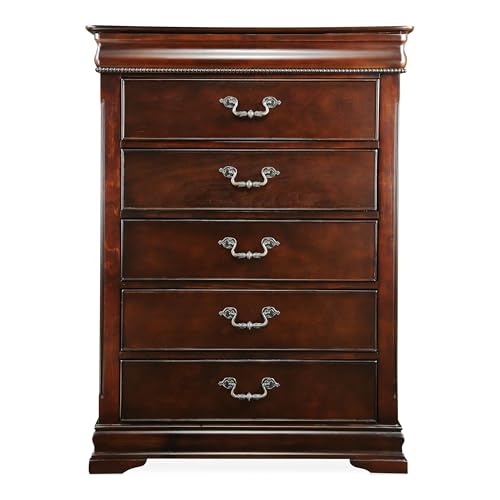 Furniture of America FOA Ruben 3pc Cherry Wood Panel Bedroom Set - Queen + Nightstand + Chest Furniture of America
