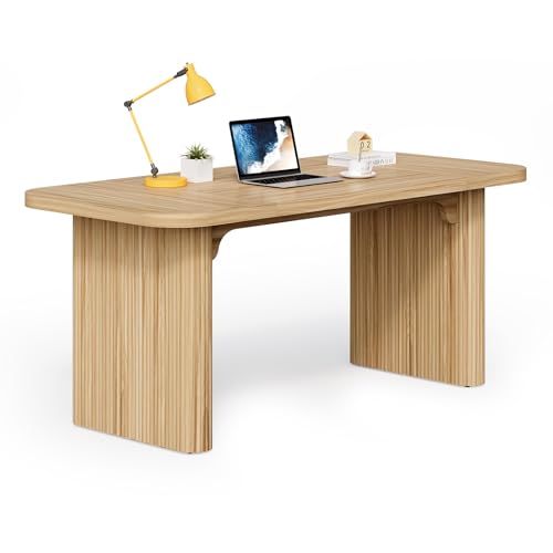 LITTLE TREE 62-Inch Home Office Computer Desk, Large Writing Desk with Textured Double Base, 5 ft Conference Meeting Seminar Table for Office LITTLE TREE
