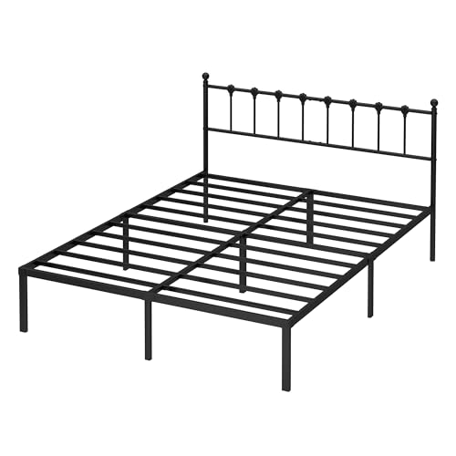 Kujielan Queen Size Bed Frame with Modern Headboard, Metal Platform Bed Base with Strong Support, No Box Spring Needed, Easy Assembly, Noise Free,Black Kujielan