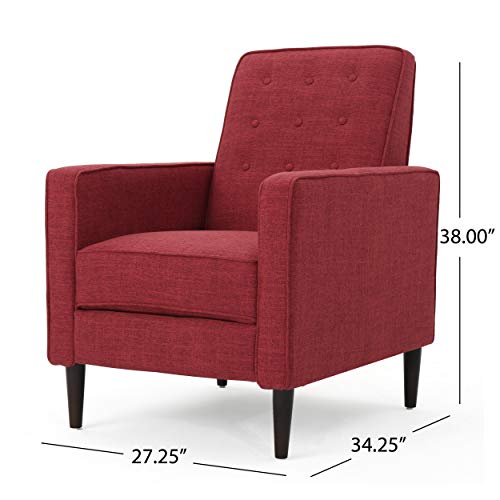 Christopher Knight Home GDFStudio Mervynn Mid-Century Modern Fabric Recliners, 2-Pcs Set, Red / Dark Espresso