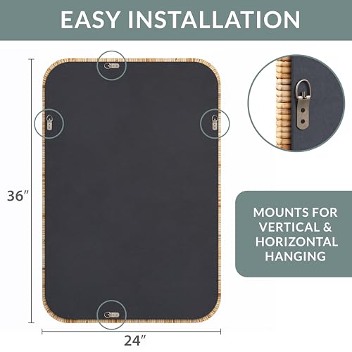 Barnyard Designs Rattan Bathroom Mirror – Rustic Farmhouse Style Handmade Wicker Rattan Frame - Boho Mirror for Nursery Wall Décor (24" x 36", Rectangular) Barnyard Designs