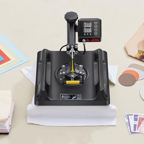 VEVOR 8 in 1 Heat Press Machine 15x15 Inch, 360° Swing Away Tshirt Press, Digital Professional Sublimation Heat Transfer for T Shirts Hat Cap Mug Plate VEVOR