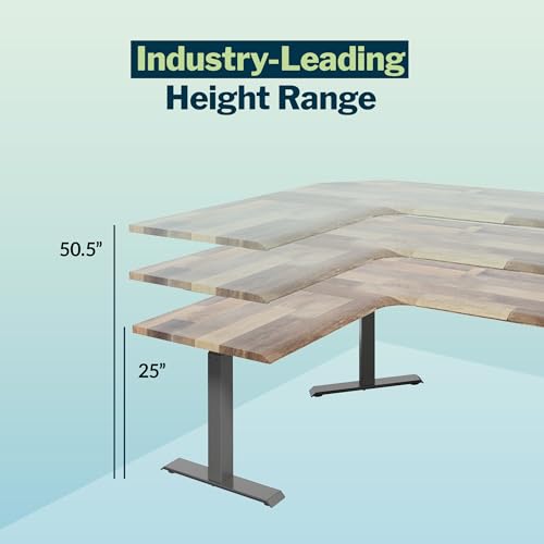 Vari ComfortEdge 80x60 L-Shape Electric Standing Desk – Height Adjustable Sit-Stand VariDesk for Corner Office with Reversible Left/Right Design + Reclaimed Wood Top/Slate Legs (Ships in 3 Boxes) Vari