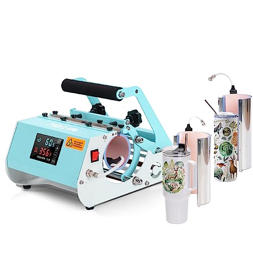 PYD Life 2 in 1 40 OZ Tumbler Heat Press Machine 110 V Mint Green 20 OZ 30 OZ Mug Heat Press Touch Screen for 40 OZ Tumbler with Handle Sublimation Tumblers Bottles Mugs Glass Tumbler Printing PYD Life