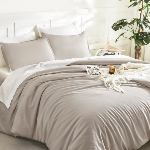 Litanika Deep Linen Grey Comforter Set Twin/Twin XL Size, 2 Pieces Lightweight Solid Bedding Comforter Set, All Season Fluffy Bed Set (66x90In Comforter & 1 Pillowcase) Litanika
