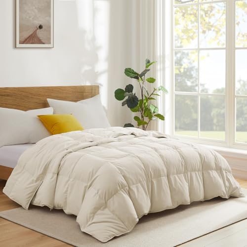 Joysoul Goose Feathers Fiber Comforter - Lightweight Ultra Soft Fabric Cover Breathable White Down Feather Fill, Twin Size Duvet Insert (68" X 88") Joysoul