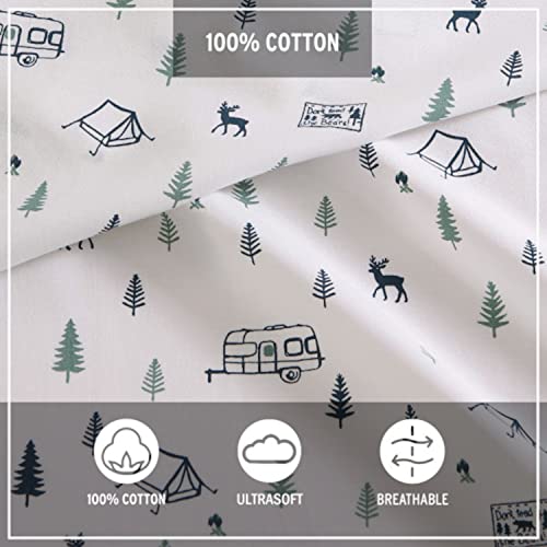 Eddie Bauer - Full Sheets, Cotton Percale Bedding Set, Crisp & Cool Home Decor, Dorm Room Essentials (Campout Dark Blue, Full) Eddie Bauer