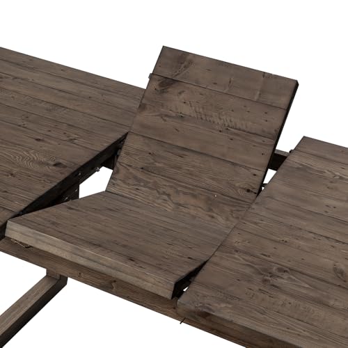 Kmax 70" Farmhouse Extendable Dining Table Set for 4-8 People, Rustic Rectangular Kitchen Table, Recycled Pine Wood Dinner Table for Dining Room Home Office, Walnut Kmax