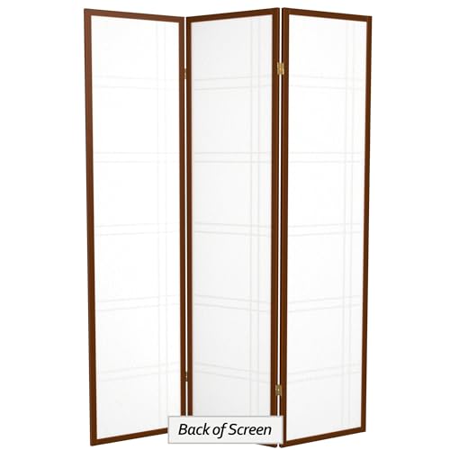 Red Lantern 6 ft. Tall Double Cross Shoji Screen - Walnut - 3 Panels Red Lantern