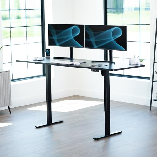 VIVO Large Electric 83 x 30 in Standing Desk, Memory Height Adjustment, 1B Series, Holds 220 lbs, Black Top Black Frame, DESK-KIT-1B8B VIVO