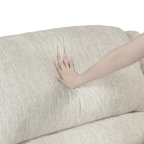Lexicon Manual Reclining Chair-Textured Microfiber Wall Hugger Recliner, Tab Pull Reclining, Pillow Top Arms, for Living Room/Theater Seating/Apartment, Easy Assembly, Vanilla Beige