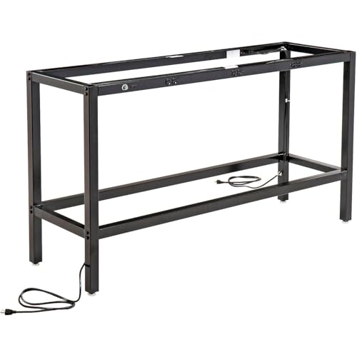 Global Industrial Standing Height Table with 12 AC Power Outlets, 96" L x 36" W x 42" H, Gray Laminate Top, Black Steel Frame, Standing Rectangular Bar Table Global Industrial