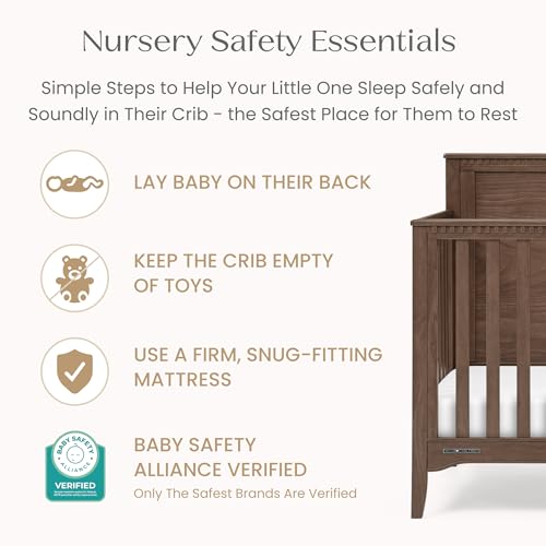 Delta Children Kendall 6-in1 Convertible Crib - Converts from Baby Crib to Toddler Bed, Daybed, Sofa Bed and Full-Size Bed with and Without Footboard, Fits Full-Size Crib Mattress, Teak Brown