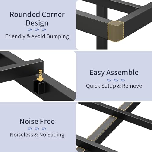ChicZhiNest Queen Floating Bed Frame with Headboard, LED Floating Bed Frames with Charging Station and Upholstered Backrest, Storage Shelf, No Box Spring Needed, Easy Assembly, Noise-Free, Black ChicZhiNest