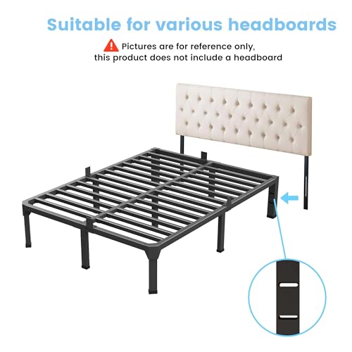 Superay King Bed Frame with Mattress Slide Stopper, 14 Inch Metal Platform Bed Frame, Heavy Duty Tall Bed Frame No Box Spring Needed with Large Storage Space, Easy Assembly, Noise Free Superay