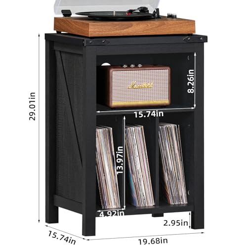 Joaxswe Record Player Stand with Vinyl Record Storage,Black Record Player Table Holds up to 160 Albums,Large Wood Turntable Stand Cabinet Dispaly Shelf for Living Room,Bedroom,Office Joaxswe