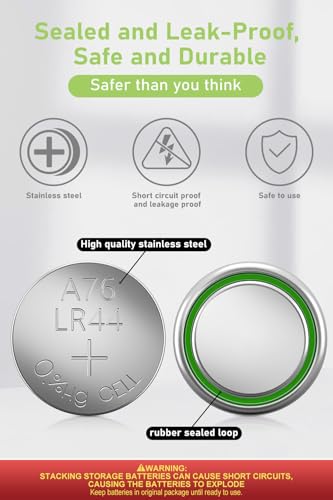 POWEROWL High Capacity LR44 Batteries 40 Pack, L1154F AG13 357 303 SR44 A76 Premium Alkaline Battery 1.5V Button Coin Cell Batteries POWEROWL