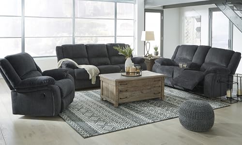 Signature Design by Ashley Draycoll Contemporary Double Reclining Manual Loveseat with Center Console, Dark Gray Signature Design by Ashley