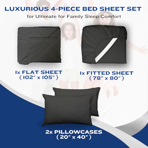DREAMCARE Queen Sheet Set – 4 pcs Cooling Sheets – up to 21” Deep Pocket Queen Sheets – Hotel Luxury Sheets & Pillowcases – Superior Softness 100% Fine Microfiber with Side Pocket – Gray DREAMCARE