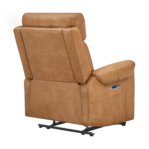 KISLOT Leather Recliner Chair for Adults Wall Hugger RV Recliner with USB Charging Ports Electric Power Reclining Sofa for Living Room Home Theater Seating Bedroom