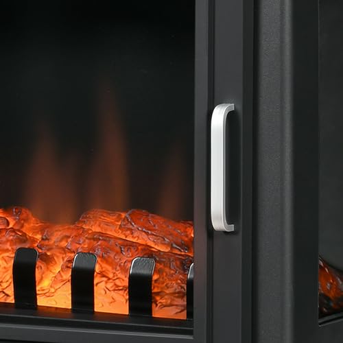 HOMCOM 24" Electric Fireplace Stove, Freestanding Infrared Fire Place Heater with Realistic Logs Flame, Adjustable Temperature, Overheat Protection, 1000W/1500W, Black HOMCOM