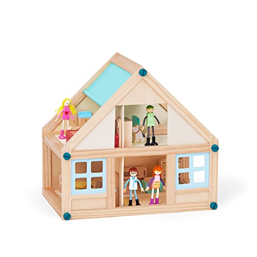 Olivia's Little World Kids Buildable Furnished Wooden Dollhouse for 3.5" Dolls Olivia's Little World