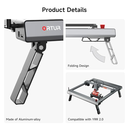 Ortur Foldable Feet (FFT1.0) for Ortur Laser Master 3 Laser Engraver – Raises Machine by 4.65'' (118mm), Easy Installation, Compatible with Rotary Roller Ortur