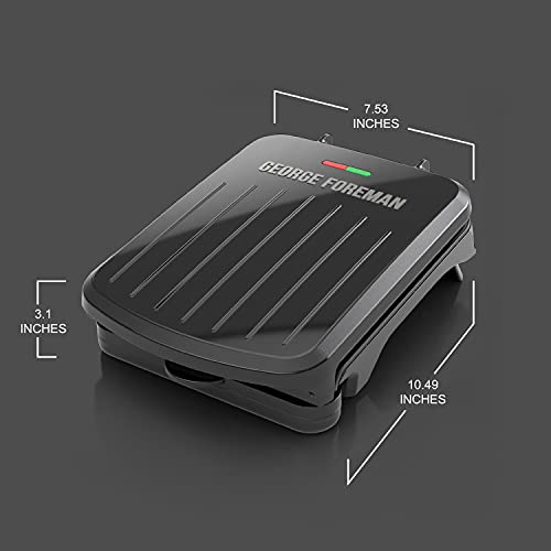George Foreman 2-Serving Classic Plate Electric Indoor Grill and Panini Press, Black, GRS040B George Foreman